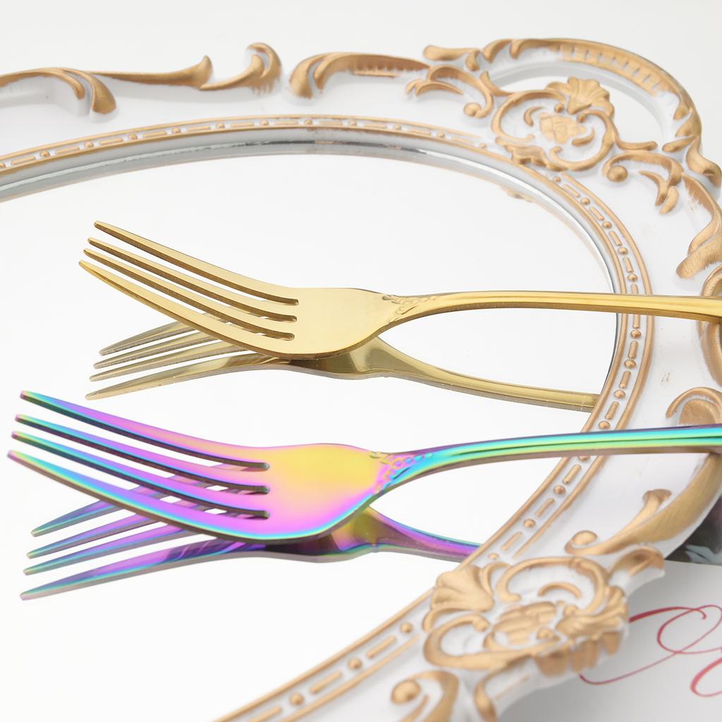 12 Stück Speisegabel Vintage Gabel Besteckset Edelstahl Besteckset Königsgold Silberbesteck Abendessen Dessertgabeln Geschirrset