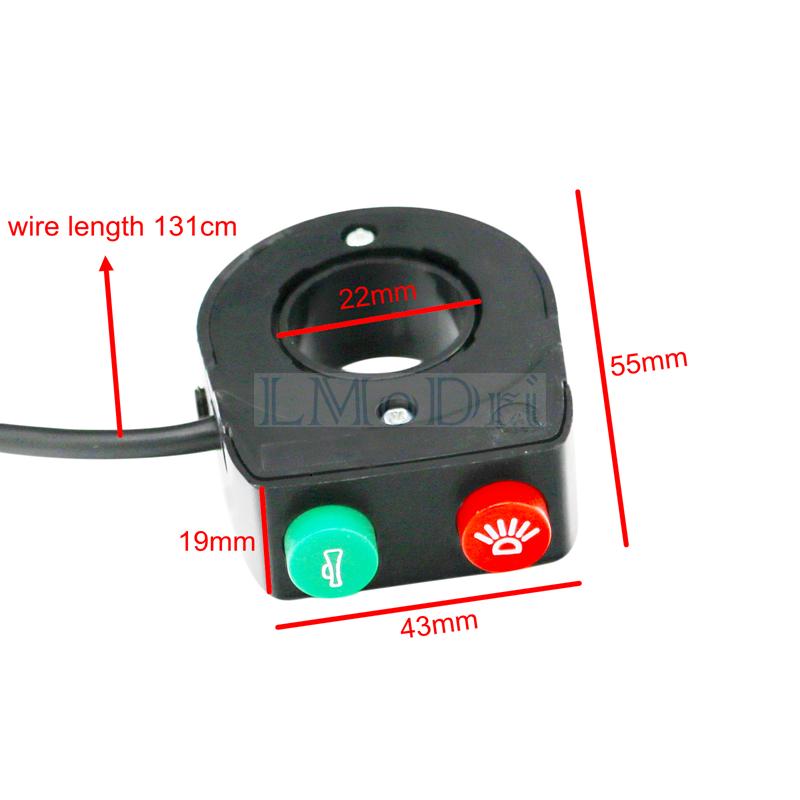LMoDri 12V Horn HeadLight Switch Black On-Off Button Handlebar Switch Assembly For