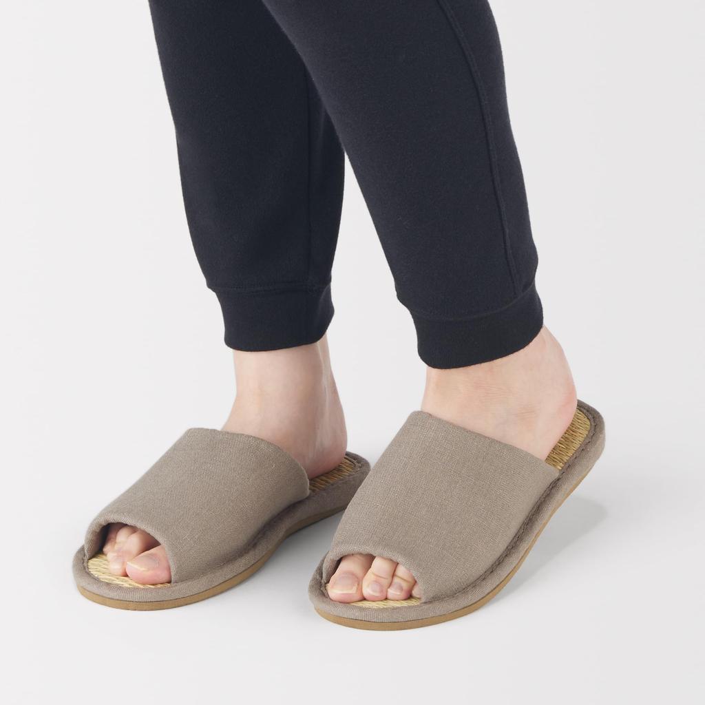 MUJI Igusa Open XL Light 76409823 Hausschuhe, Vorne, (Größen 26,5-28cm), Braun,
