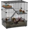 Small Animal Cage with Multiple Levels Tray and Accessories Included 73x47x80 Cm Black