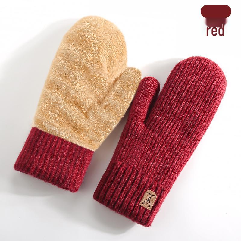Winter Double-Layer Fleece-Lined Knitted Gloves - Thick, Warm Cycling Mittens