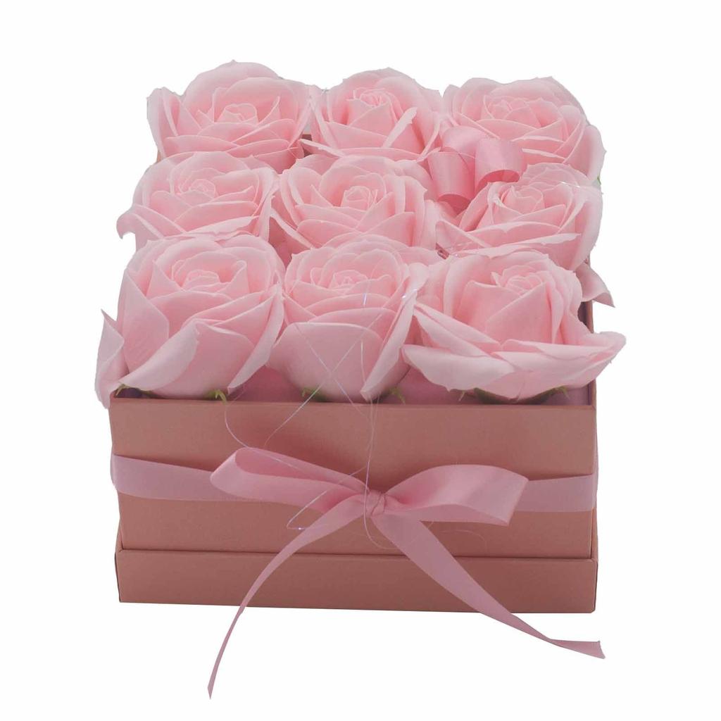 Soap Flower Bouquet 9 Pink Roses Square