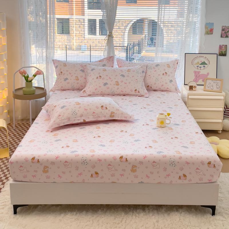 Fitted 100Cotton Bed Sheet Pink Cartoon Style Bedsheets For Kids Single Mattress Cover Drap De Lit SheetsWithout Pillowcase