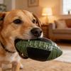 Rugby Ball Dog Toy Squeaky Textured Ball Chew Toy Bite Resistant Fetch Toy for Dogs Teeth Cleaning Outdoor Training