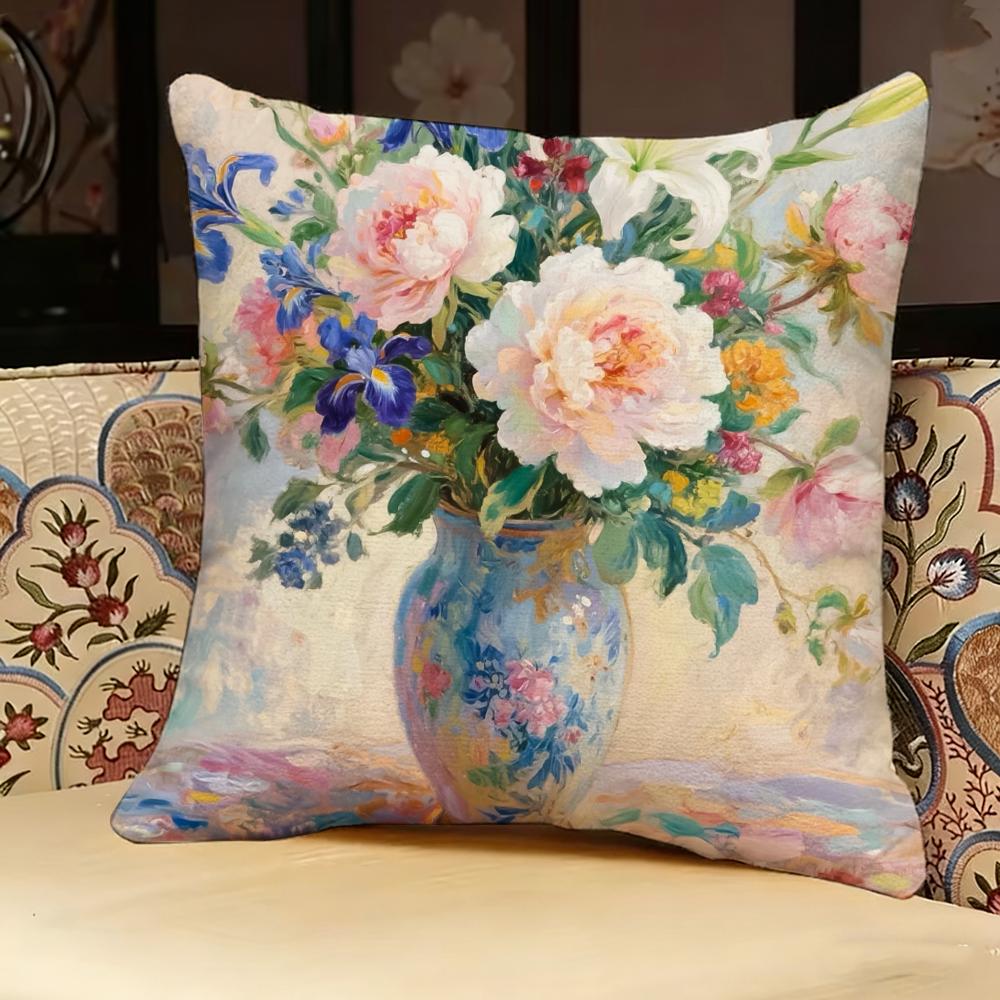 Flower Vase Pillow Case Pillowcase, Double-Sided Printed, Sofa Cushion, Bedroom Headboard Pillow