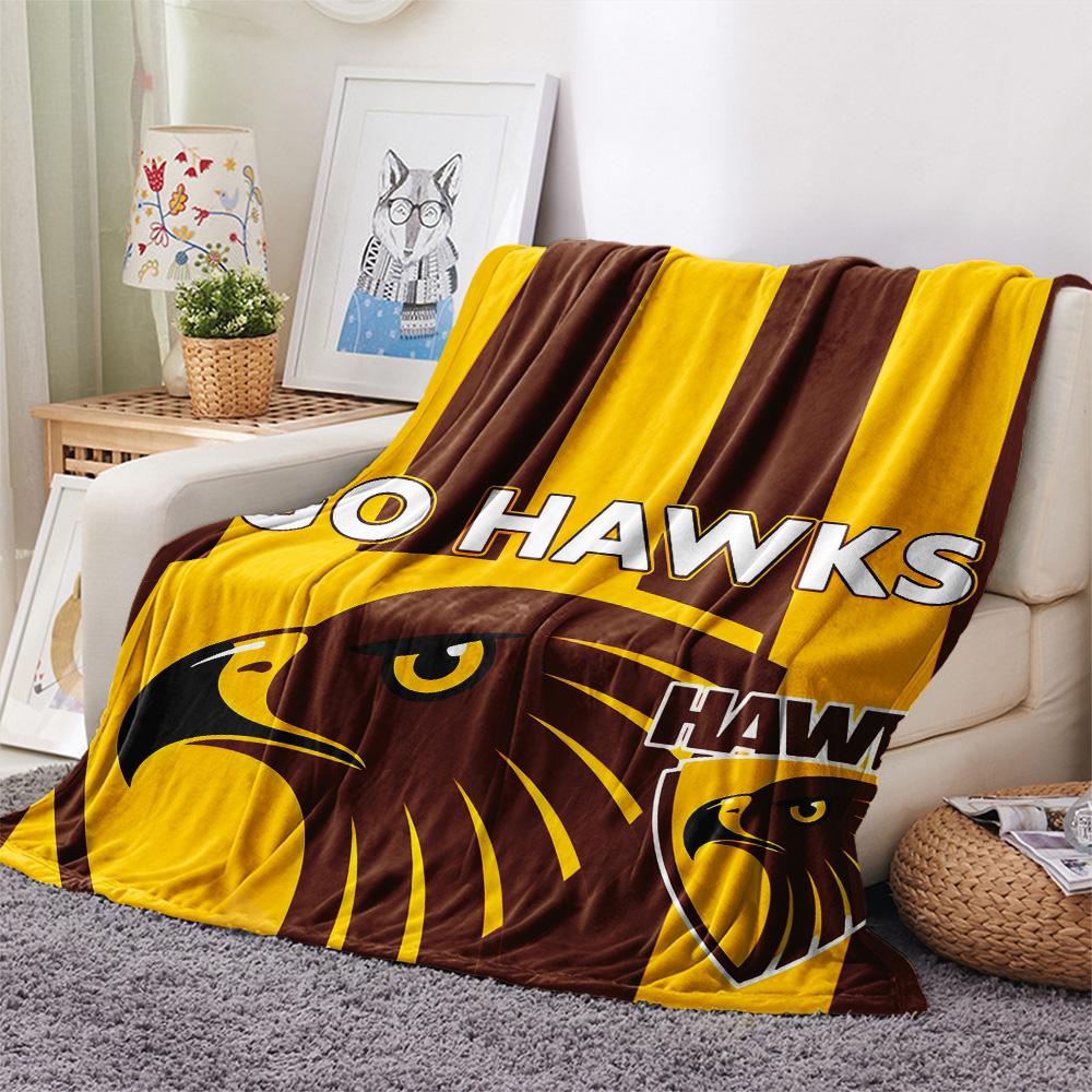Hawthorn Hawks Print Flaneldecke, Hohe Qualität, Bequem für alle Jahreszeiten, Heimdekoration, Wärme und Komfort, Perfekt für Weihnachtsgeschenke