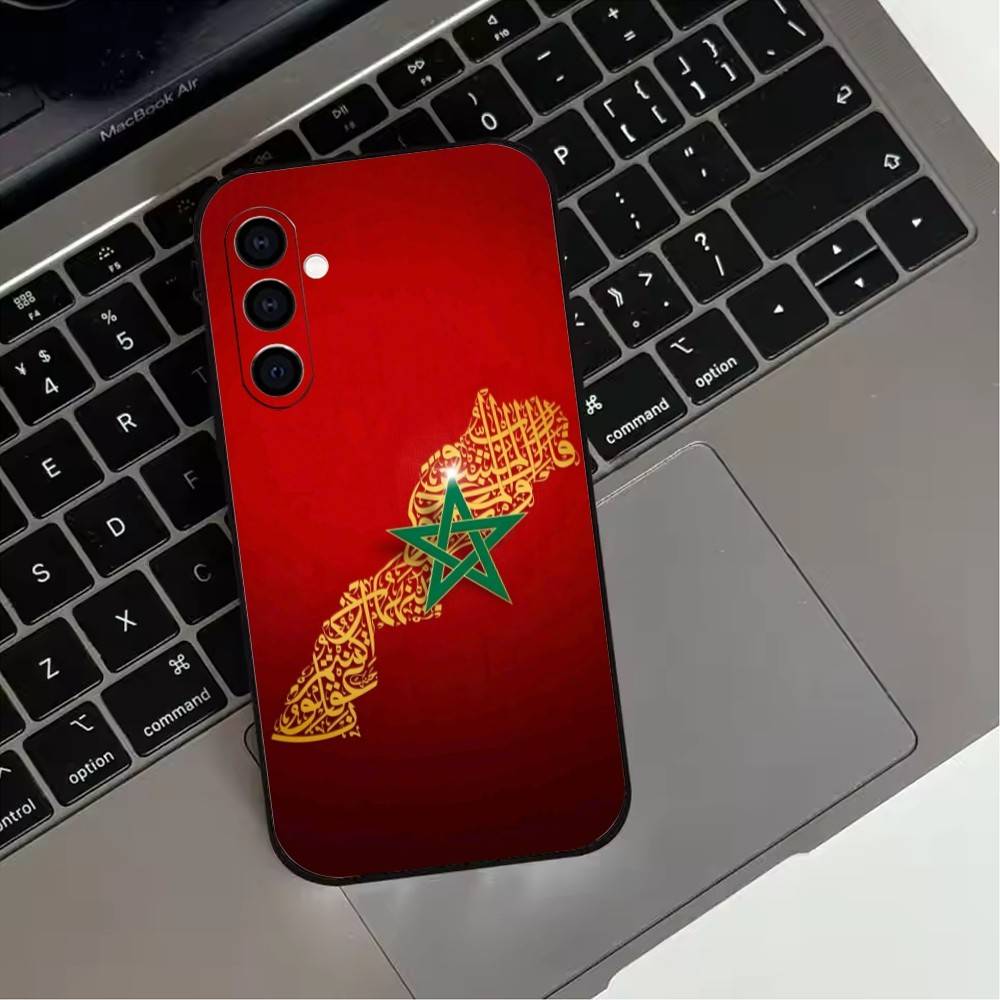 M-Morocco-12es Moroccan flag Phone Case For Samsung Galaxy A73,A72,A71,A70,A53,A52,A51,Soft Silicone Black Cover