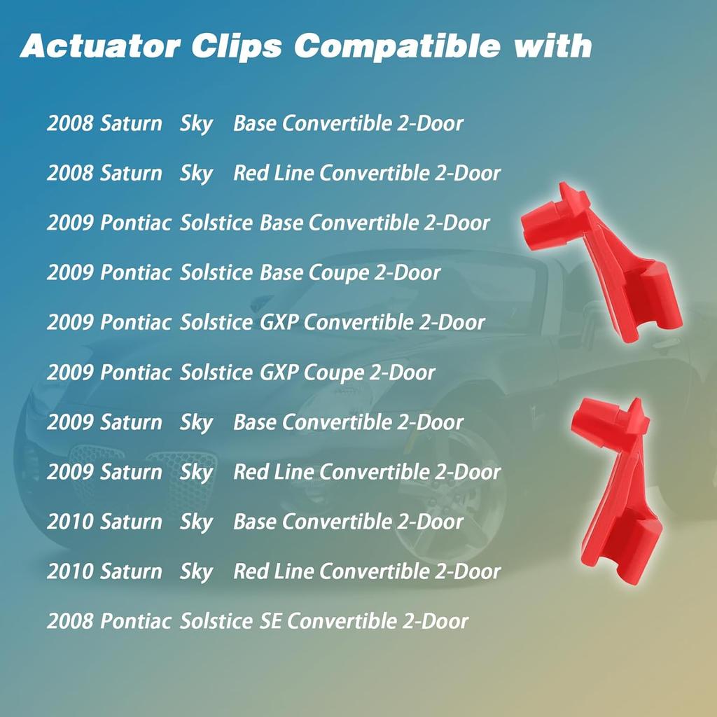 2 Pcs Convertible Top Actuator Clips Holder Compatible with Pontiac Solstice 2006-2010, Saturn Sky 2007-2010(RED)