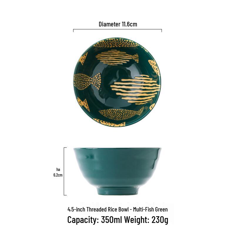 DREAMIEN Japanese Underglaze Ceramic Threaded Rice/Soup Bowl 2-pack