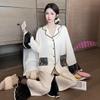 Women's Spring/Autumn Ice Silk Pajamas Set: Lace Long Sleeve Top and Long Pants for Home or Casual Wear