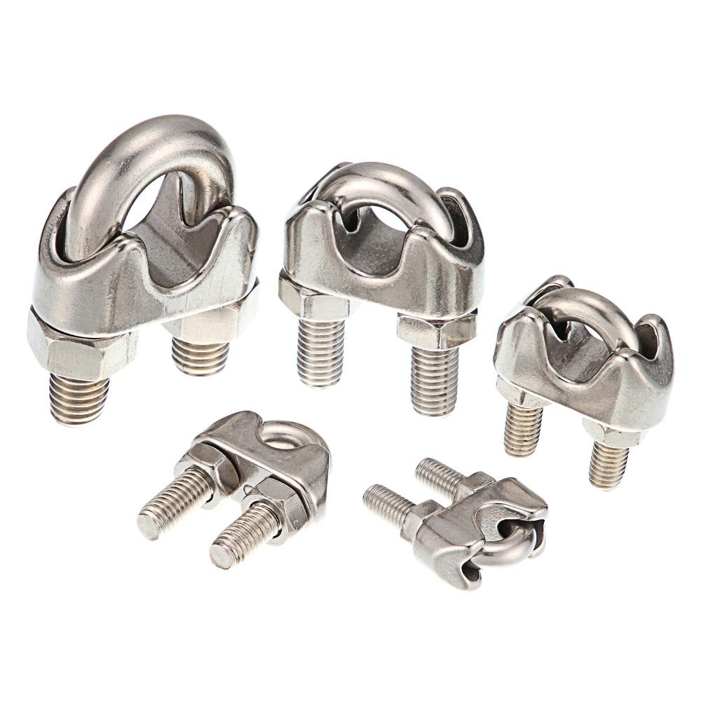 10 PCS Silver A2 Stainless Steel U-Bolt Type Wire Rope Clip M2 M3 M4 M5 M6 M8 M10 M12mm Clamp Bolt Household Hardware Working