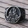Nordic Sailboat Pirate Ring for Men 316L Stainless Steel Biker Viking Ring Men Women Compass Anchor Rings Fashion Jewelry Gift