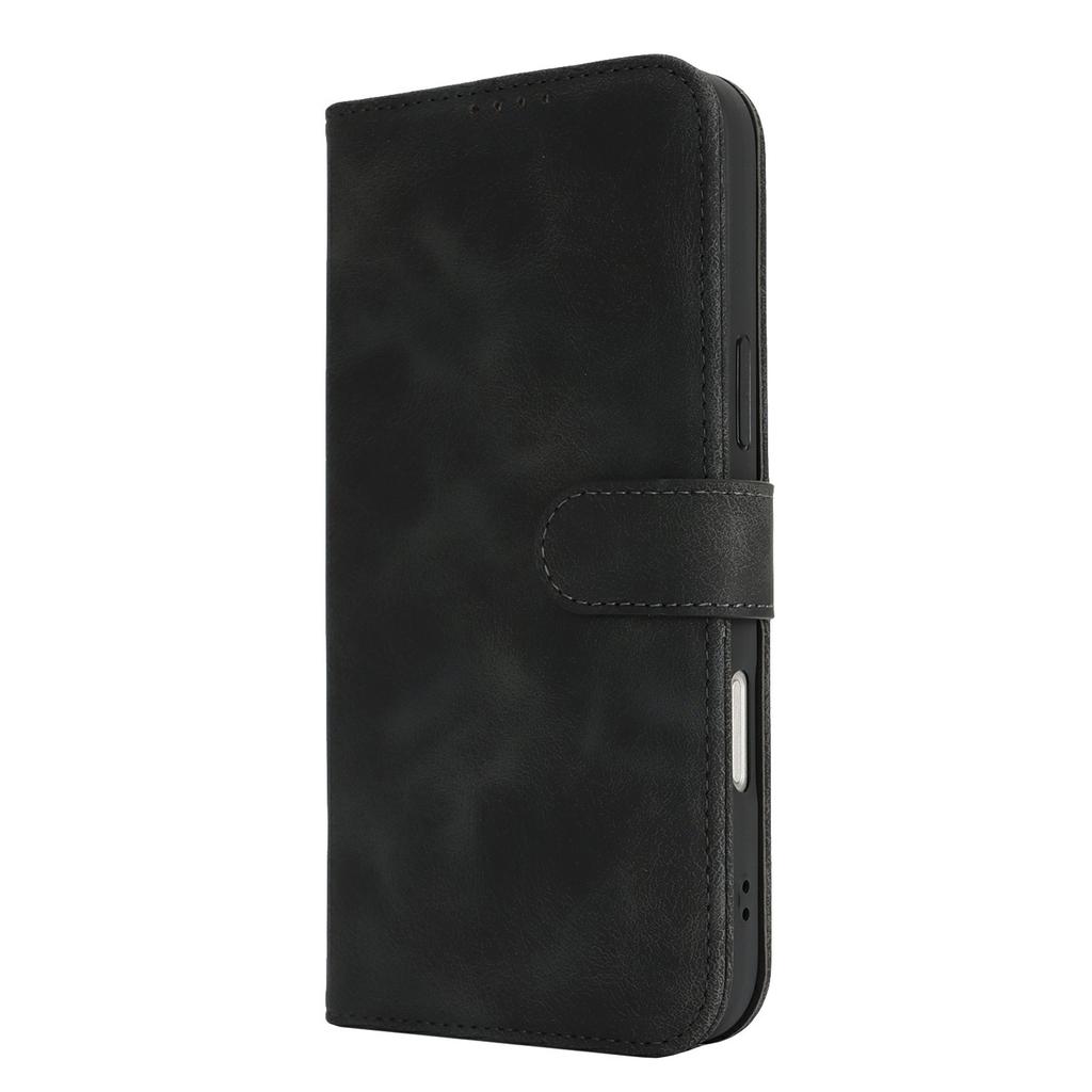 For iPhone 16 Pro Wallet Case Double Folded Edge Skin Touch PU Leather Flip Phone Cover