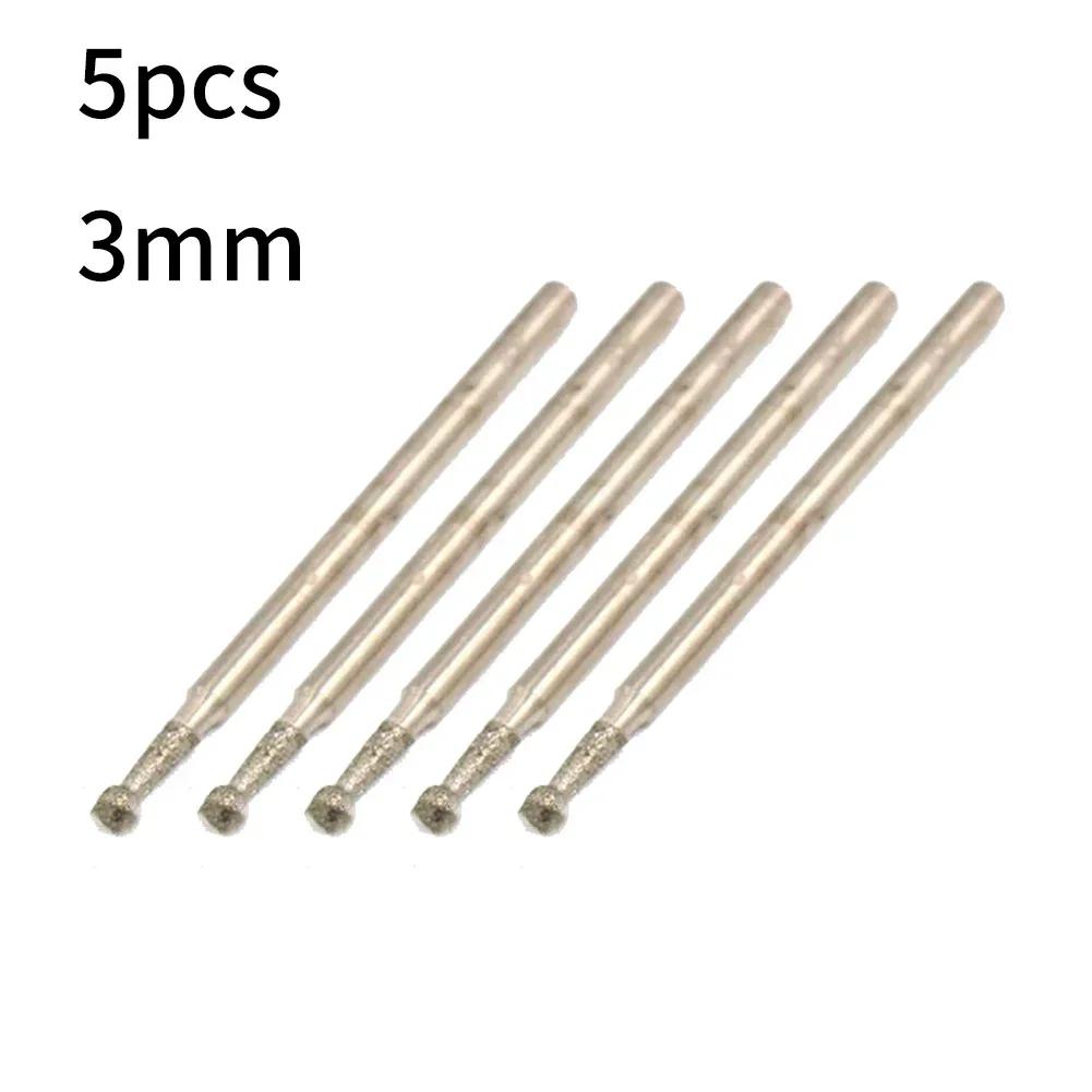 5 Stück 0,5 mm - 3 mm Kugelrund Rotierende Diamant-Bohrerfräser Schleif-Schnitz-Bohrer für Bohrmaschine Schleifmaschine Elektrische Schleifmaschine Schleifmittel
