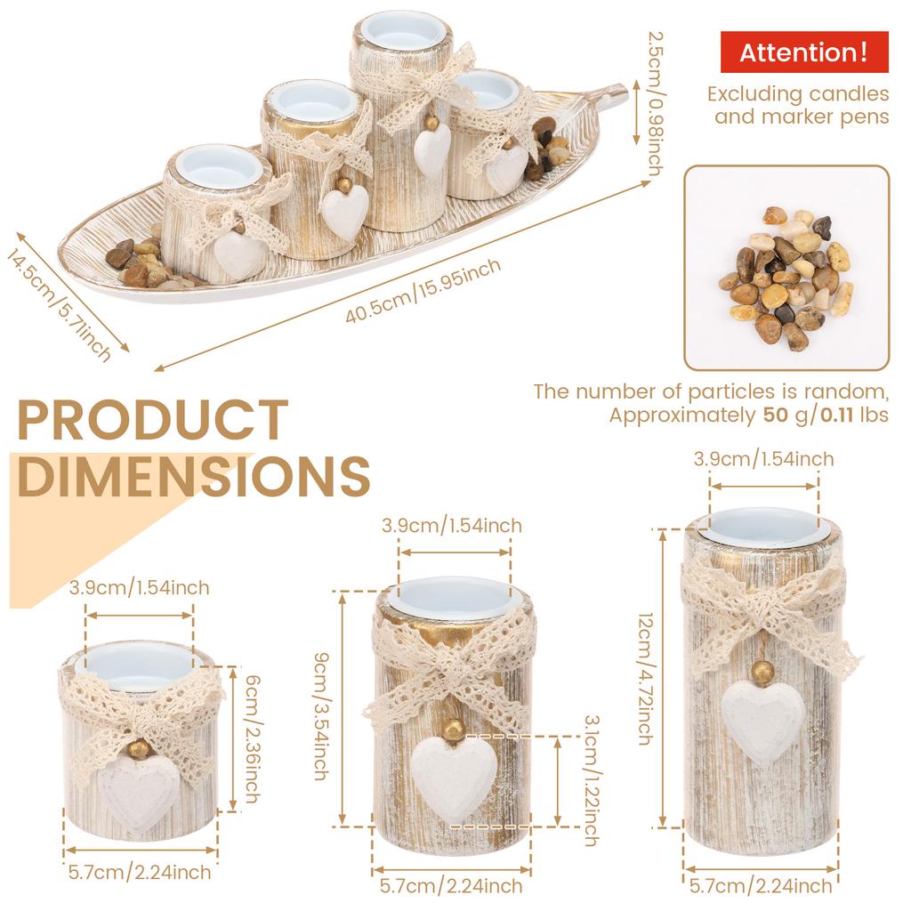 Tealight Candle Holders Wooden Candle Holders with Tray Home Décor Centerpiece for Living Room Christmas and Valentine's Day