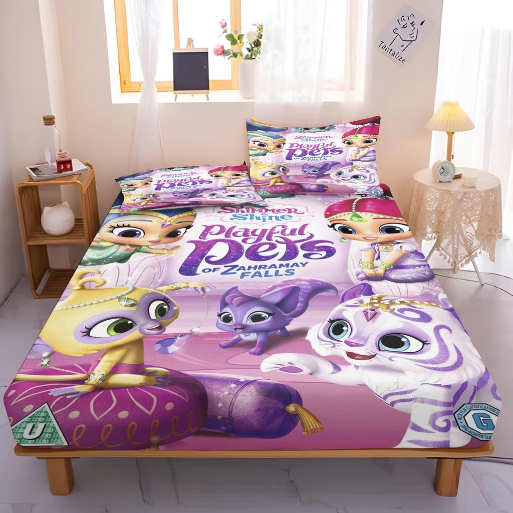 Shimmer And Shine Cartoon Fitted Sheet Cover For Teenager Bedding Cute Digital Printing Sheets Bedding Children