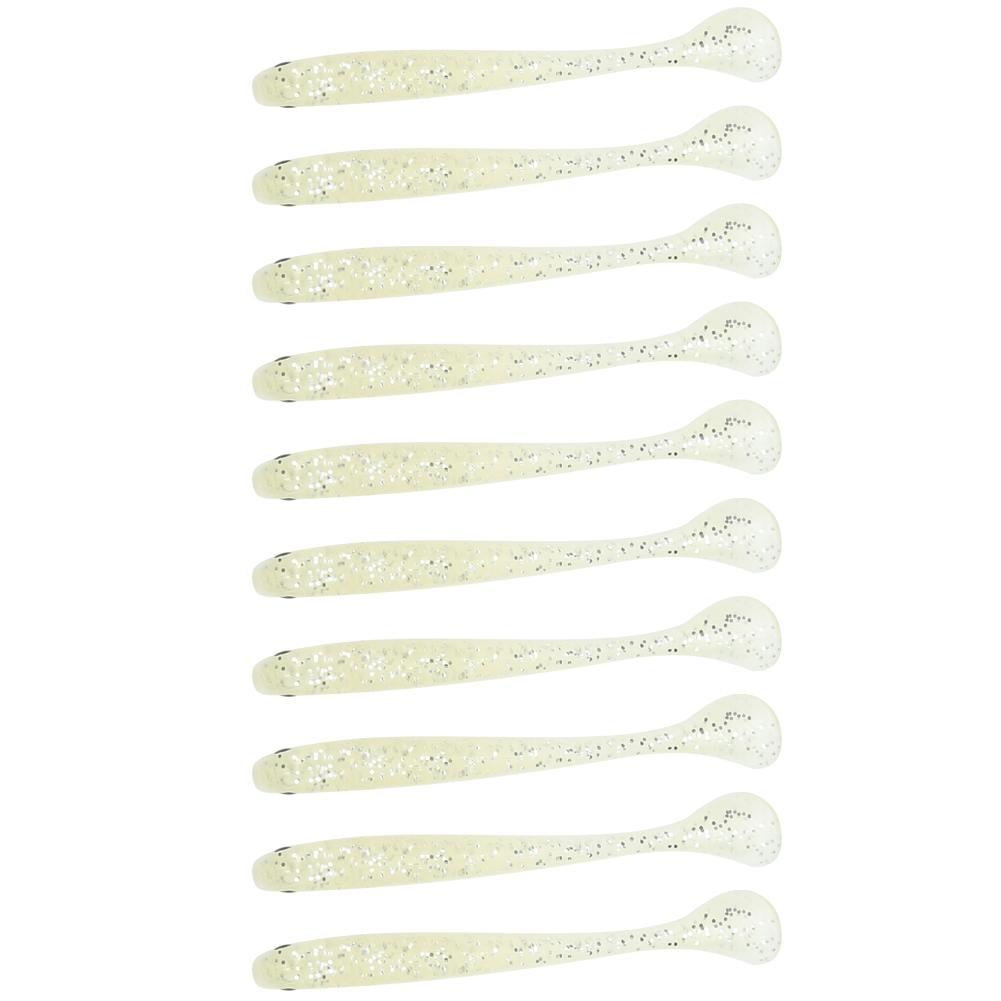 AR41 10PCS 75mm T Tail Soft Worm Artificial Bait Lures Fishing Tackle AccessoriesSilver