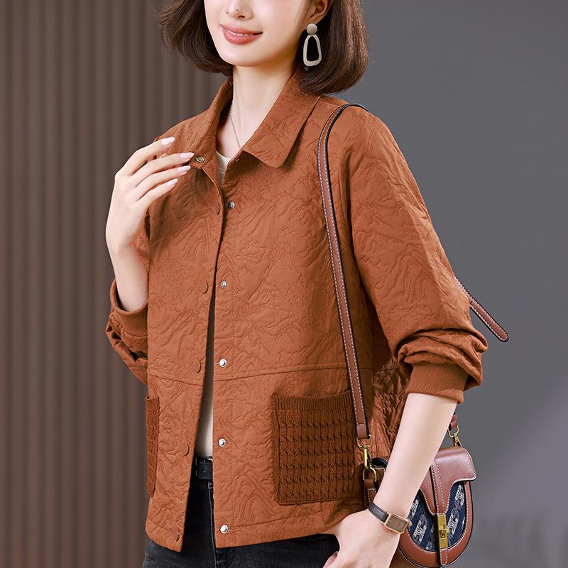 Women's Autumn 2024 Fashionable Jacquard Jacket - Stylish, Casual, Versatile Korean Mom Style