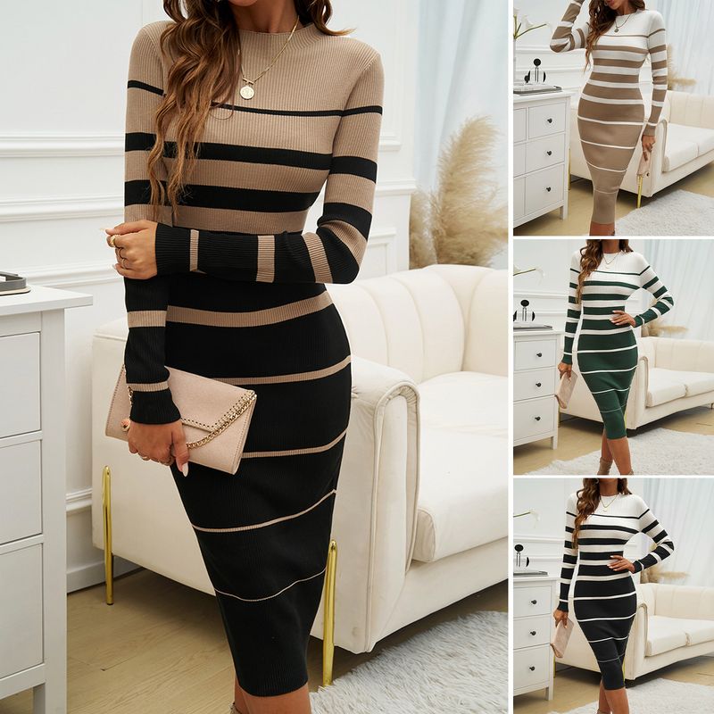 

2025 WOMEN S Clothing Temperament Slim Fit Contrasting Dress White S