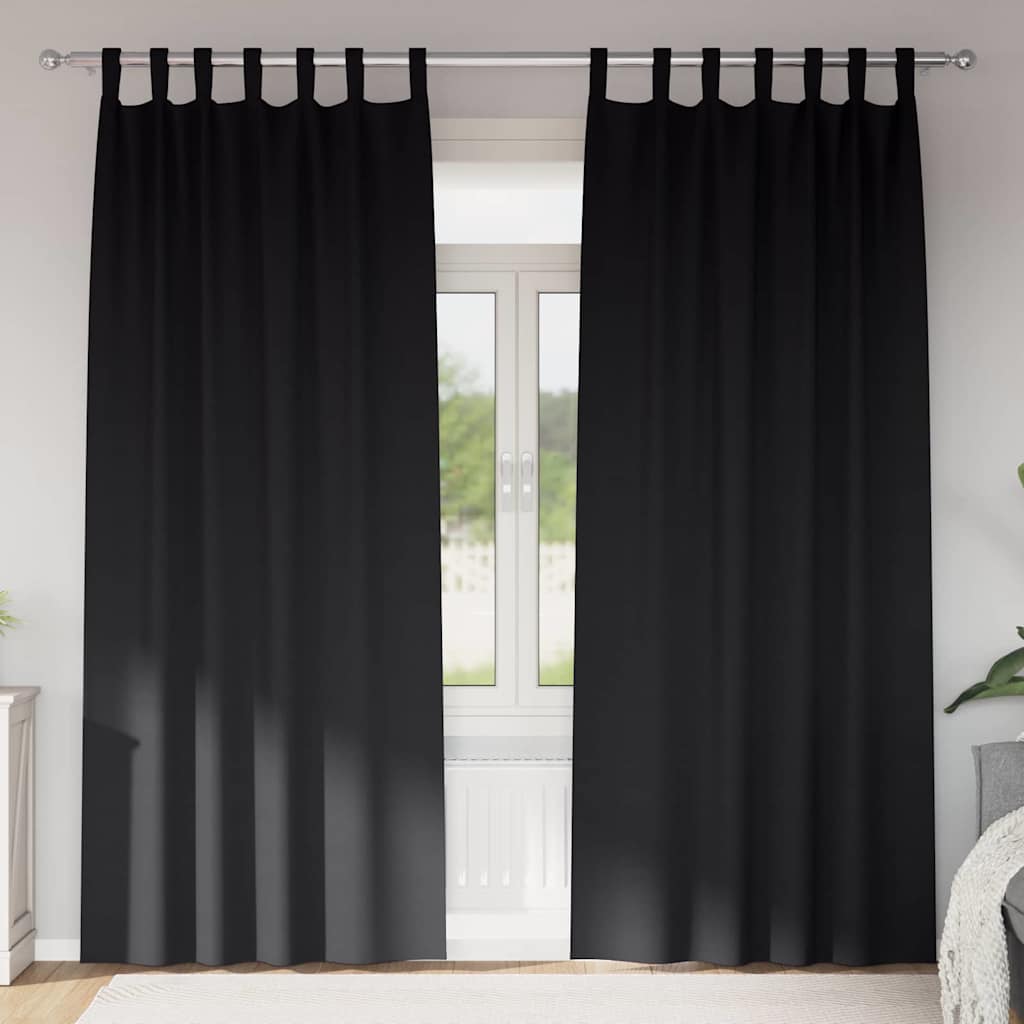 vidaXL Verdunkelungs-Vorhänge mit Ringen 2 stk. Schwarz 245 x 140 cm schwarz