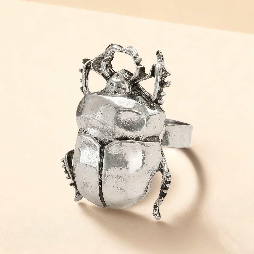 Neuer Persönlichkeits-Insekten-Metallring für Damen Herren Übertriebener Großer Tierkäfer Zikade Fingerring Punk Hip-Hop Täglicher Schmuck Geschenk
