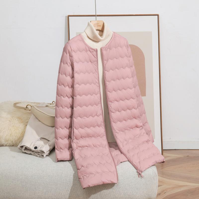 Korean Style Lightweight Collarless Down Jacket for Women