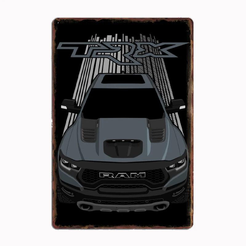 Ram 1500 TRX Truck 4X4 Off Road Posters Metal Sign Tin Wall Decor Club Garage Kitchen Room Custom Tin Home Decor