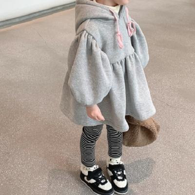 Winter Mädchen Schön Einfarbig Lang Warm Fleece Kapuzenpullover Baby Baumwolle Sweatshirts Kinder Outfit Mantel Oberteile Kinder Oberbekleidung