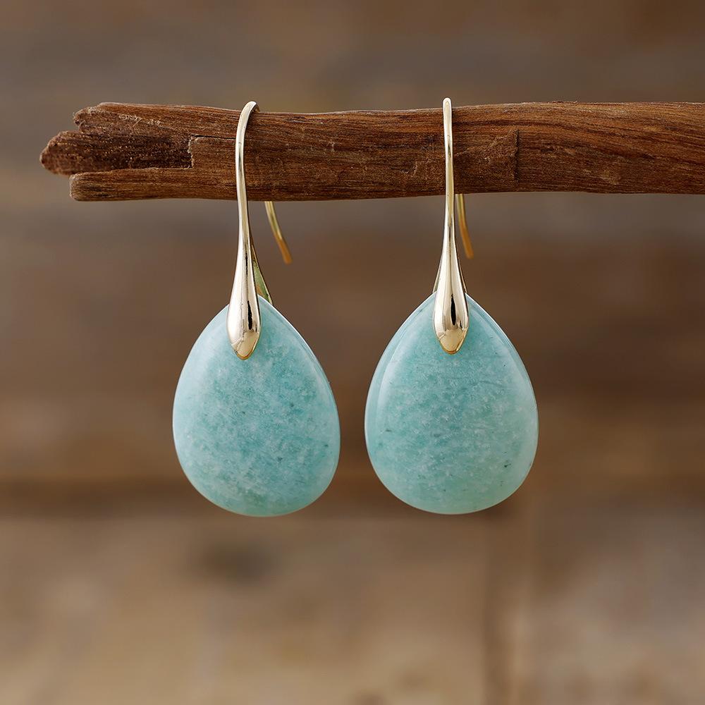 Boucles d'oreilles pendantes en cristal de poudre de pierre naturelle simples et de haute qualité boucles d'oreilles bijoux populaires