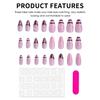 24pcs Spring Day Sweet False Nails Cute Pink Flower Star Pearl Designs Press On Nails Stripes French Style Almond Fake Nail