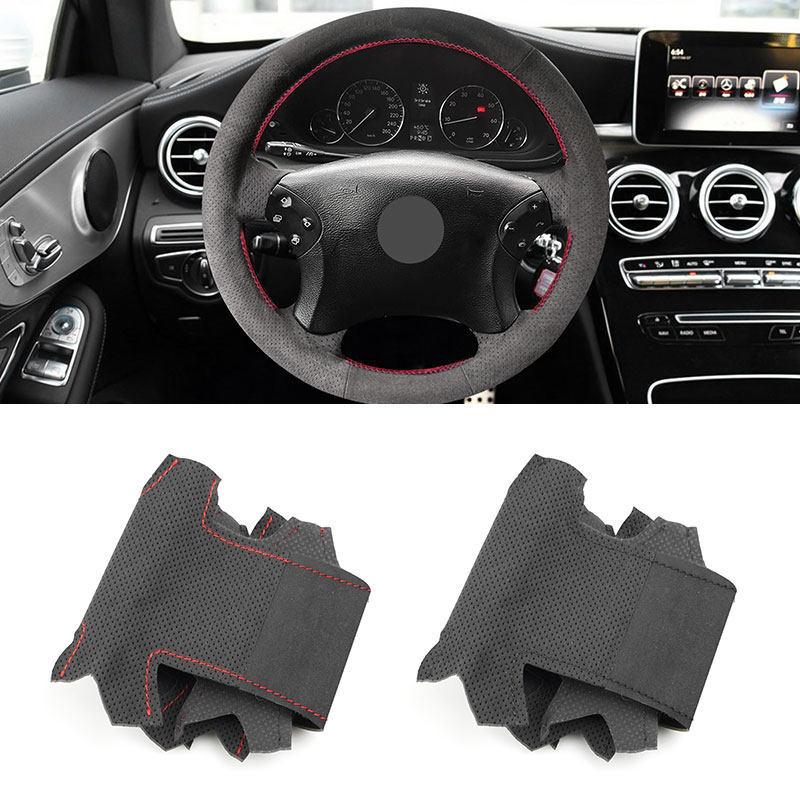 For Mercedes Benz C-Class W203 2001 2002 2003 2004 2005 2006 2007 Car Interior Steering Wheel Cover Suede Perforate Leather Trim