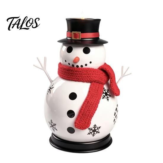 Durable Metal Candle Storage Christmas Snowman Holder, Decorative Candlestick Ornament with Top Reusable Table Hat And Scarf for Centerpiece