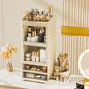New foldable desktop cosmetics storage box, multi-layer rack, dustproof large-capacity dresser, finishing cabinet