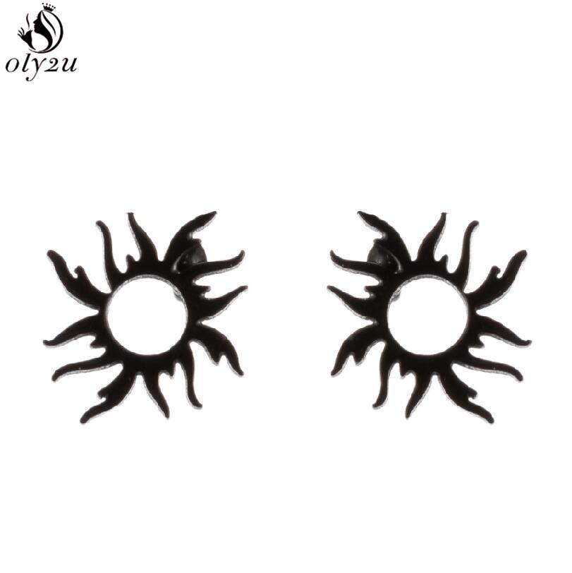 Punk Stainless Steel Lightning Earring for Women Sun Piercing Jewelry Cool Girls Personality Earrings Gifts Accessories