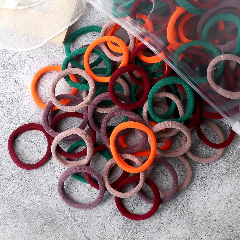 50PCS/Set Women Girls Basic Hair Bands 4cm Simple Solid Colors Elastic Headband Hair Ropes Ties Hair Accessories Ponytail Holder