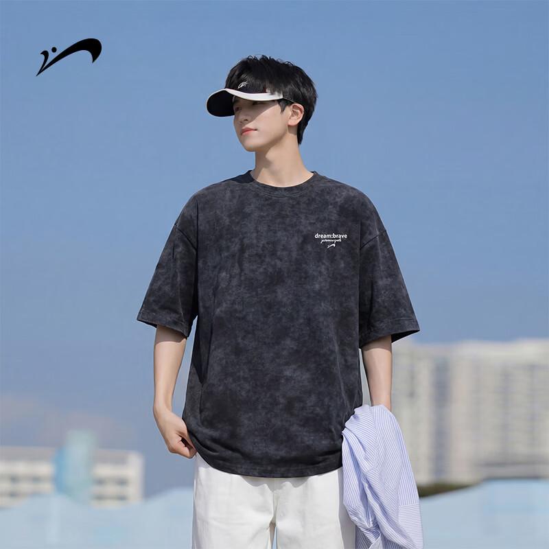 Guirenniao Men s Tie-Dye Cotton Short-Sleeve Loose T-Shirt XL