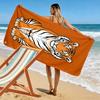 Tiger Illustration on Orange Background Beach towel quick-drying for travel outdoor sports jogging beach and swimming