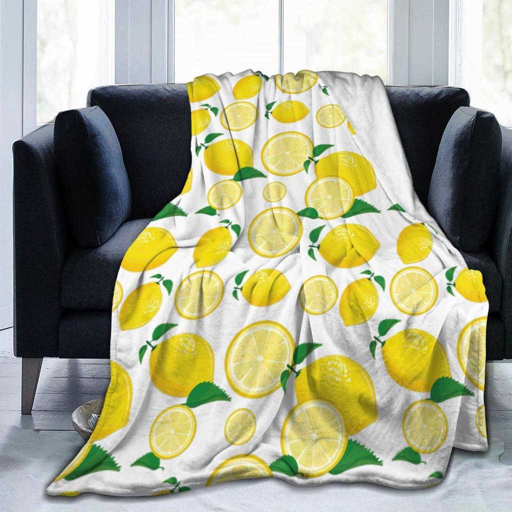 Lemon Series Printed Blanket Single Layer Fleece Blanket Quilt, Home Sofa Blanket Lunch Break Air Conditioning Blanket Cover