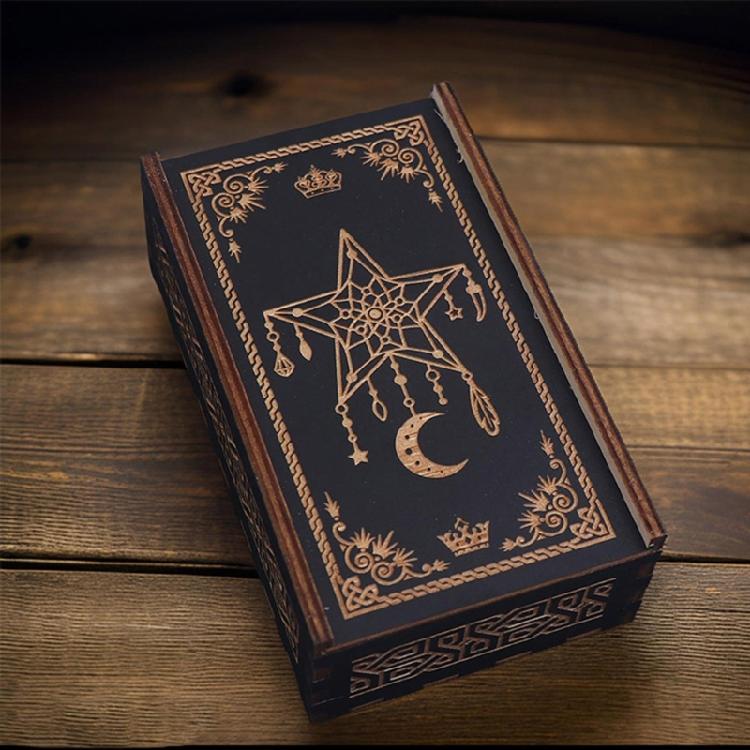 Wood Push Pull Tarots Card Storage Box Portable Card Container Astrology Trinkets Box Divination Card Storage Case