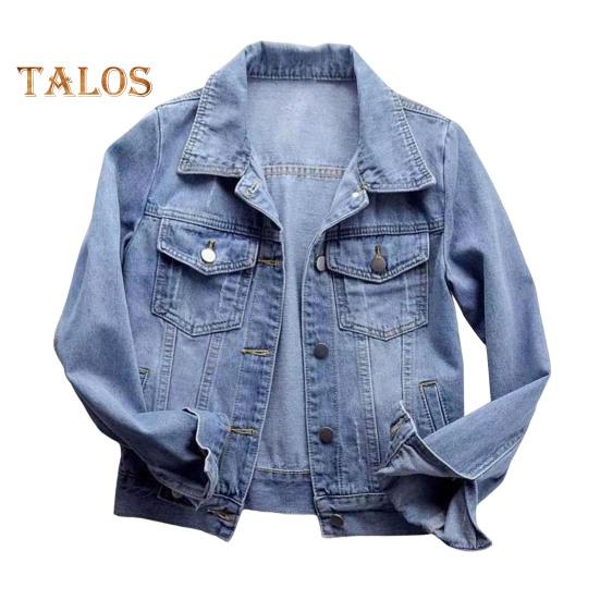 

Женская куртка с отложным воротником и длинным рукавом, однобортная однобортная однотонная пуговица с нагрудными карманами, облегающая джинсовая одежда в стиле хип-хоп, уличная женская одежда M