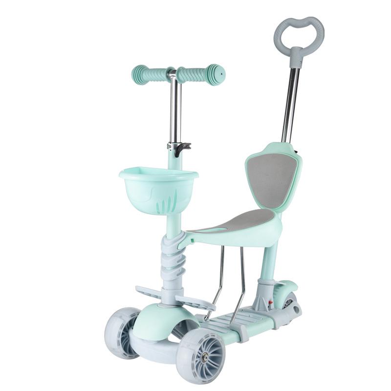 3-in-1 Kids' Scooter for Ages 2-6: Convertible Seat, Flashing Wheels, Three-Wheel Wiggle Board.