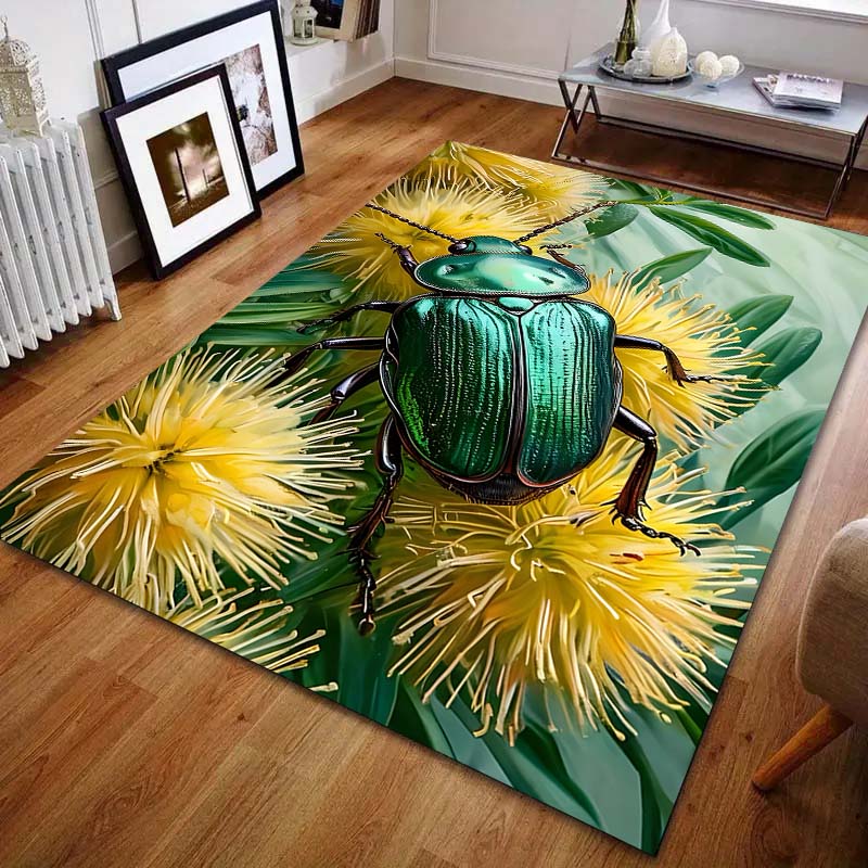 

1PC Golden Beetle Printed Carpet for Bedroom Living Room Bedside Sofa Floor Mat Modern Home Decor Area Rug Luxury Gift 40cm x 60cm
