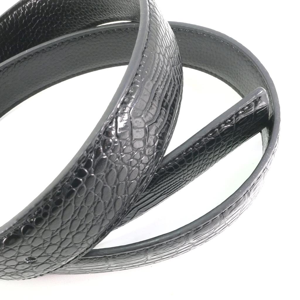 [Happy Patch] Buckleless Cowhide Leather Belt, Crocodile Pattern, 120cm, 33mm Width, 5 Holes, Long Size, Men's, for Pins, BB-135