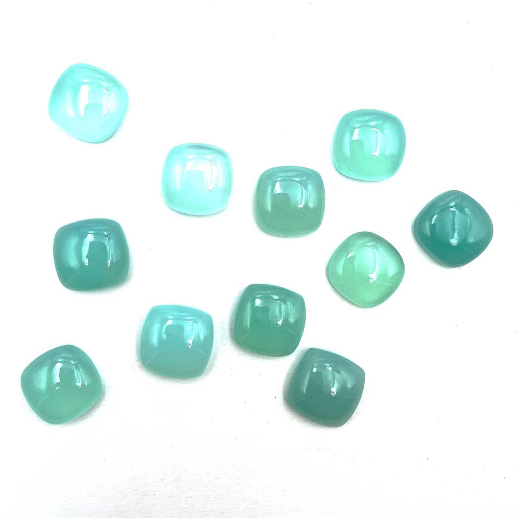 Natural Chalcedony Square Cushion Cabochon Loose Gemstone Lot 11 Pcs 16 MM 154 CT For Jewelry Making