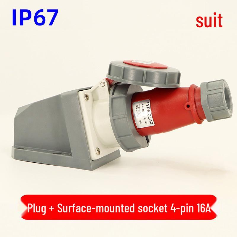 Waterproof 3-core 4-pin 5-hole Male-Female Aviation Plug Socket, Three-Phase Electrical Connector, 16A/32A, IP67.