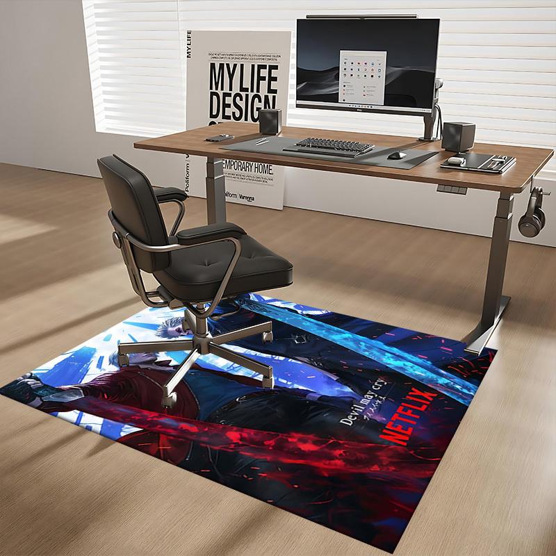 1pc Devil May Cry Dante & Vergil Anime Cartoon Design Office Chair Mat Non-Slip Carpet for Home Decor, Suitable for All Seasons.Y024