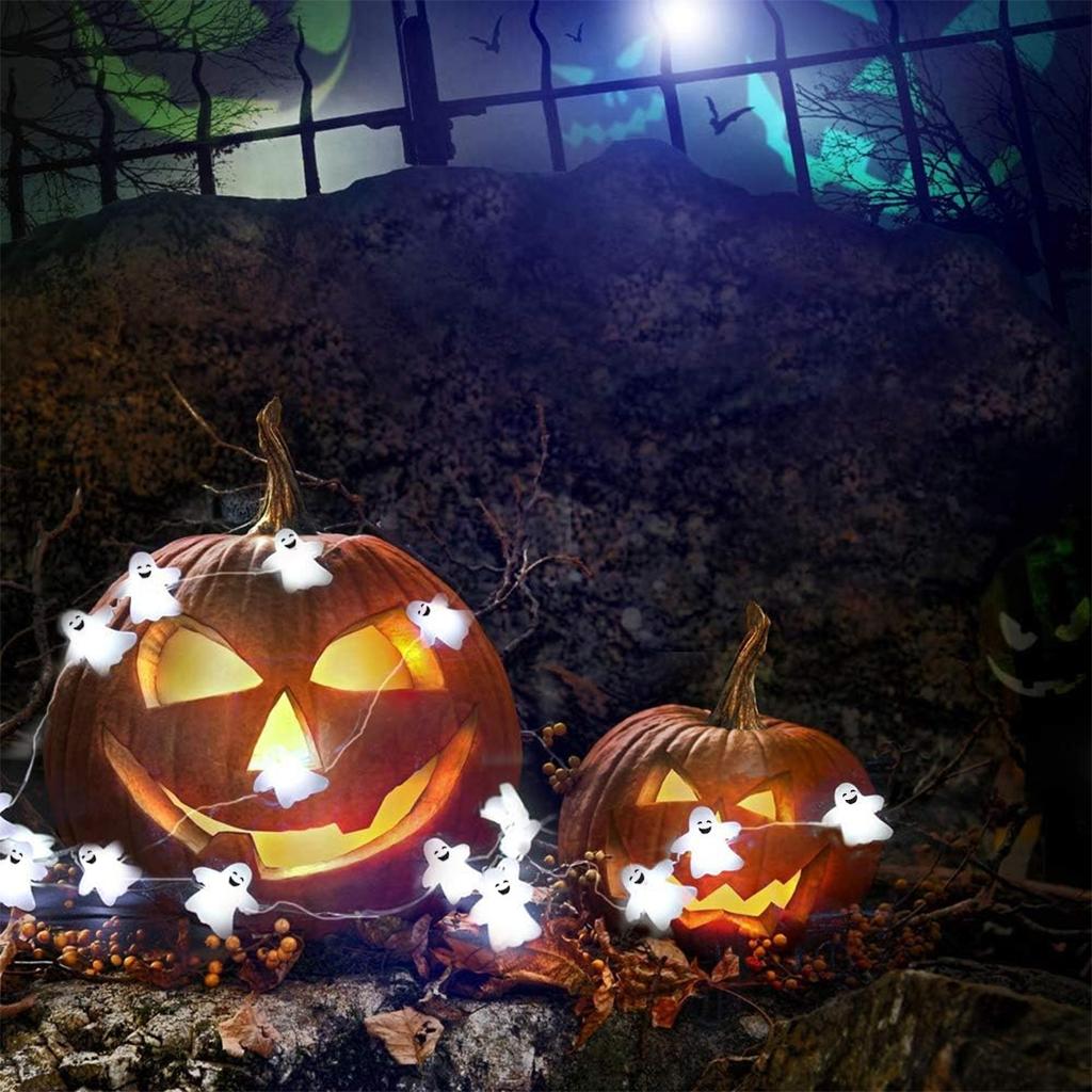 1 Stück 20/30 LED Halloween Geister Lichterkette aus Kupferdraht, batteriebetrieben, Lichterkette für Zuhause, Schlafzimmer, Feste, Feiertage, Partydekoration