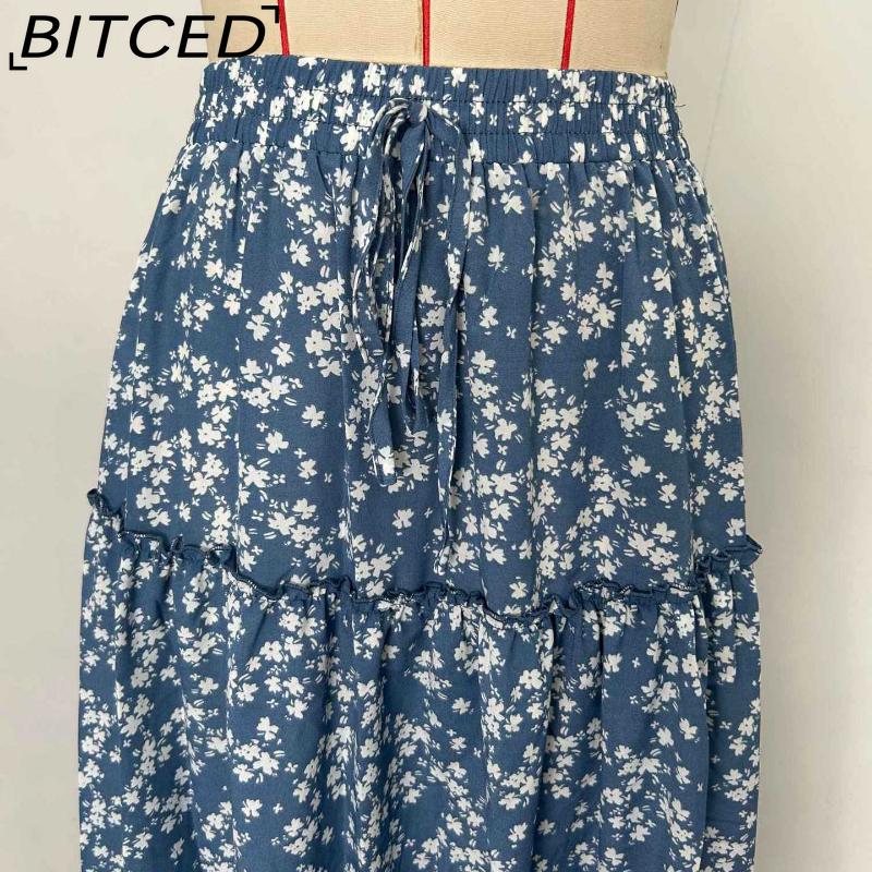 BITCED Women's Fashion Casual Floral Print Summer Spring Skirt
