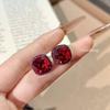 Dark Red Corundum Set, Personalized Black Gold Ring, Femininity Pendant, Necklace, Colorful Treasure Stud Earrings.