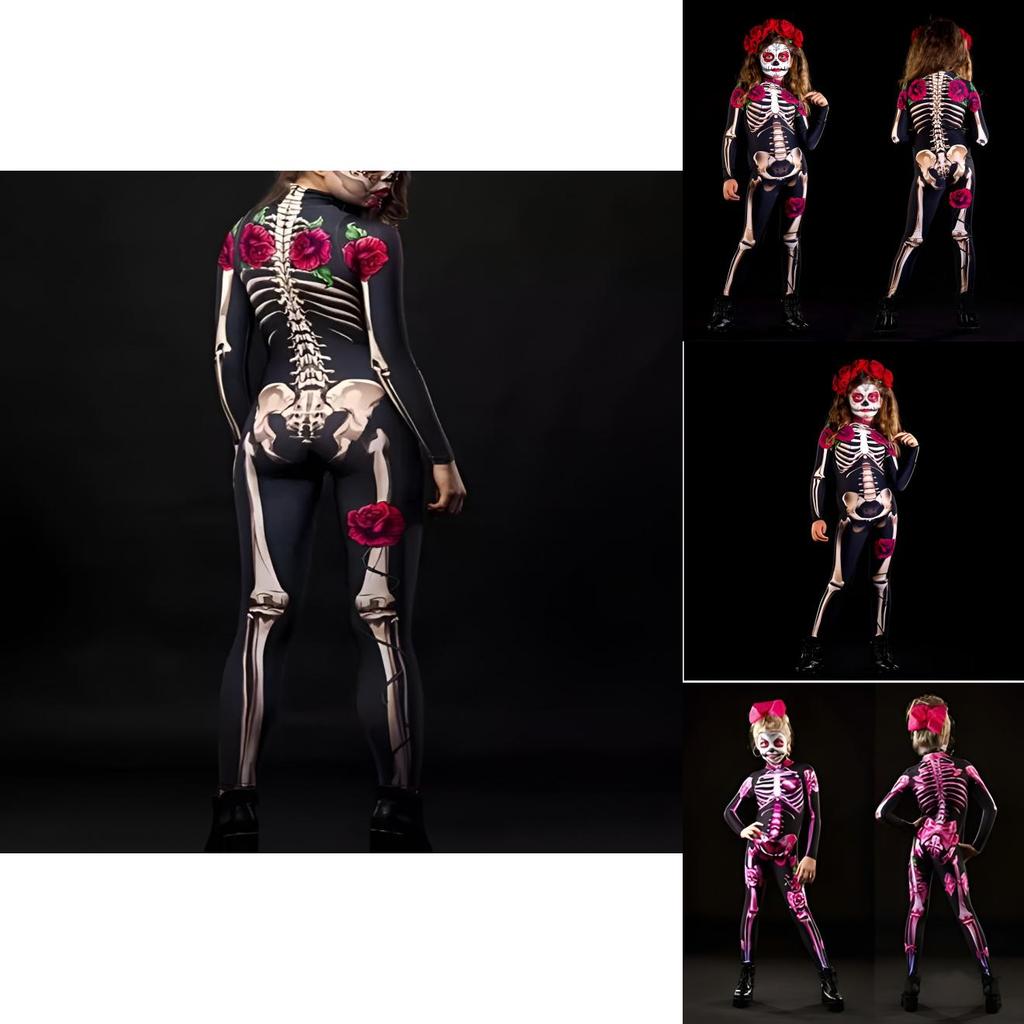 Womens Halloween Skeleton Cosplay Bodysuit Jumpsuit For A Spooky Look